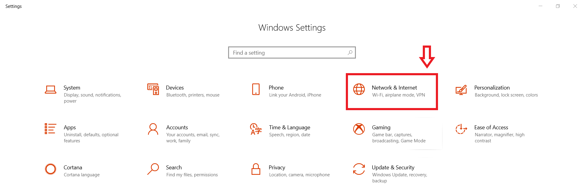 selecting network and settings
